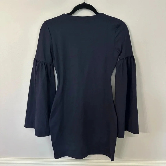Susana Monaco Bell Sleeve Mini Dress in Midnight Blue with Crew Neck Size XS NWT - Picture 7 of 7